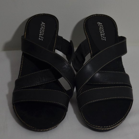 Aerosoles Charlotte Black Strap Summer Heels - Picture 2 of 10